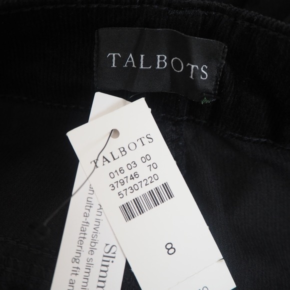 NWT Talbots Corduroy Straight Leg Black Pants Women's Size 8 Classic 5 Pocket - Picture 4 of 9